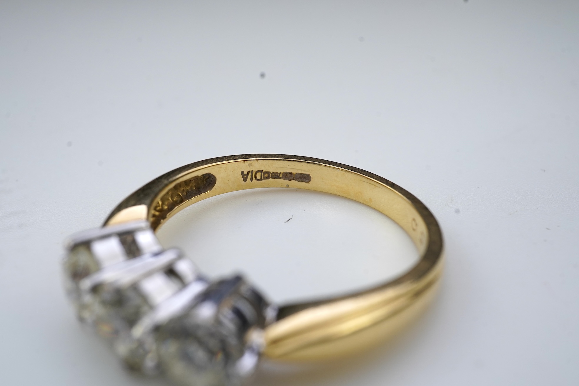 A diamond three-stone ring